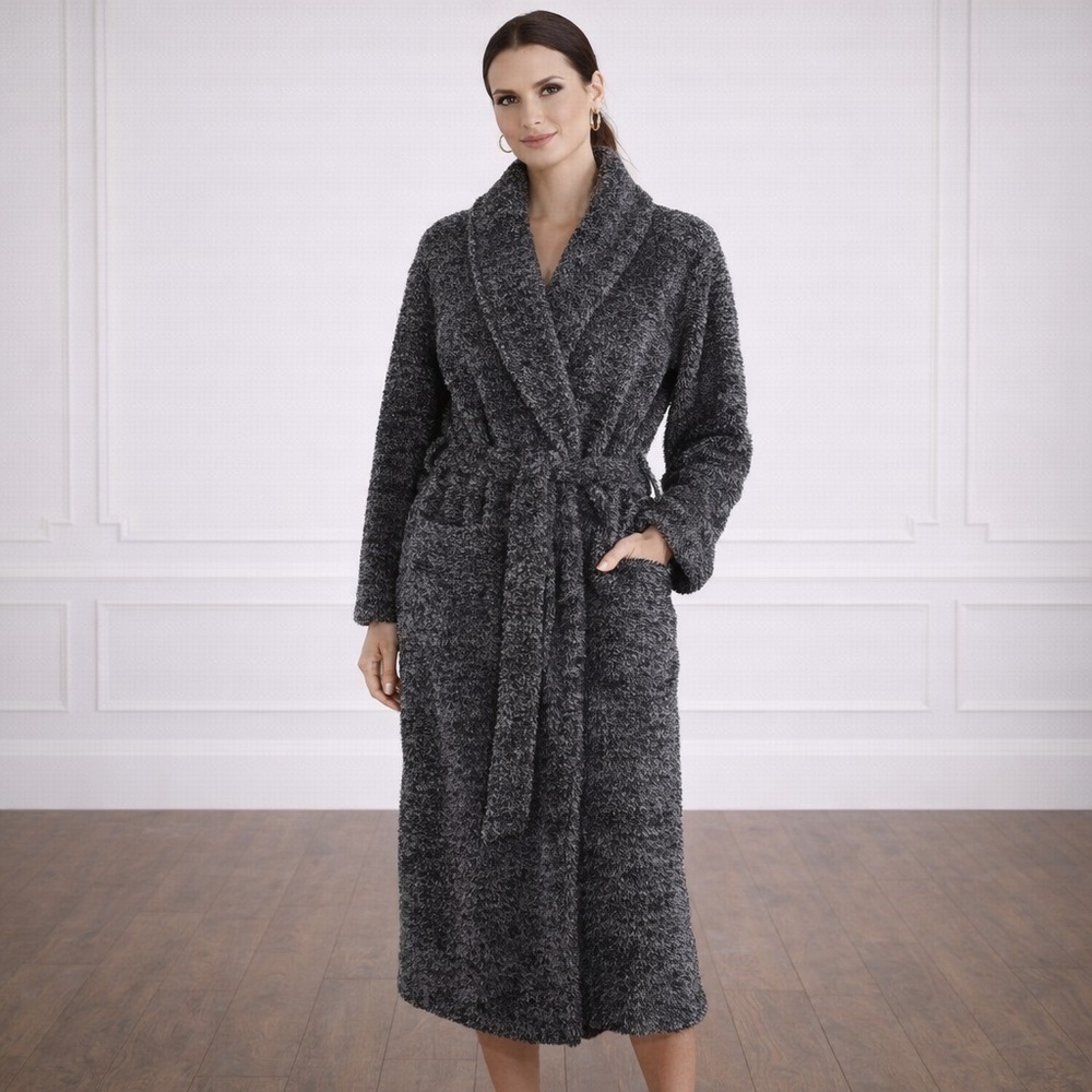 Barefoot Dreams Cozychic Robe Women’s Size 1 Small / Medium In Black & White